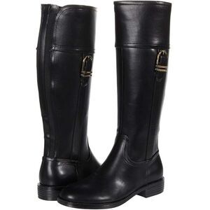 Tommy Hilfiger Womens 6 M Black Faux Leather Knee High Riding Boots NIB XG1